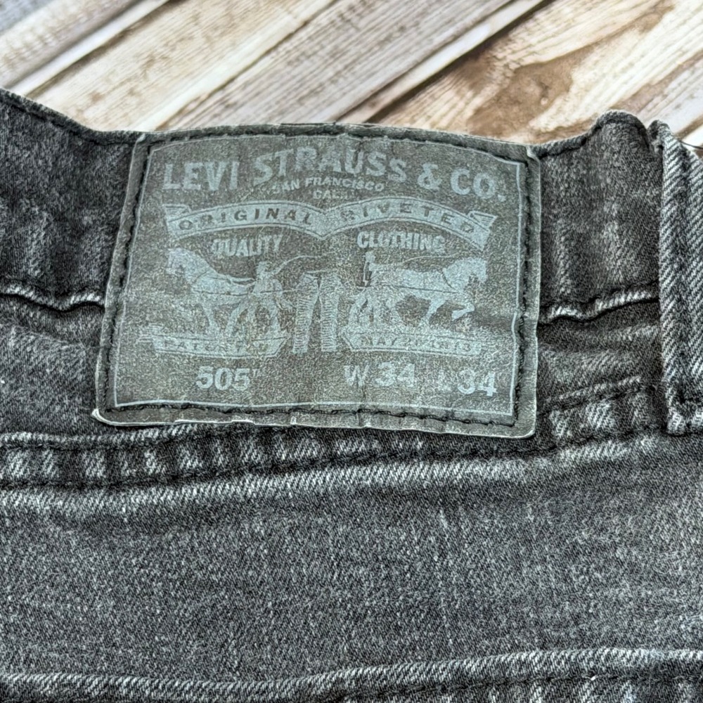 Levi's 505 Jeans Mens 32x32 Actual Black Regular Fit Straight Leg Denim - Picture 4 of 6